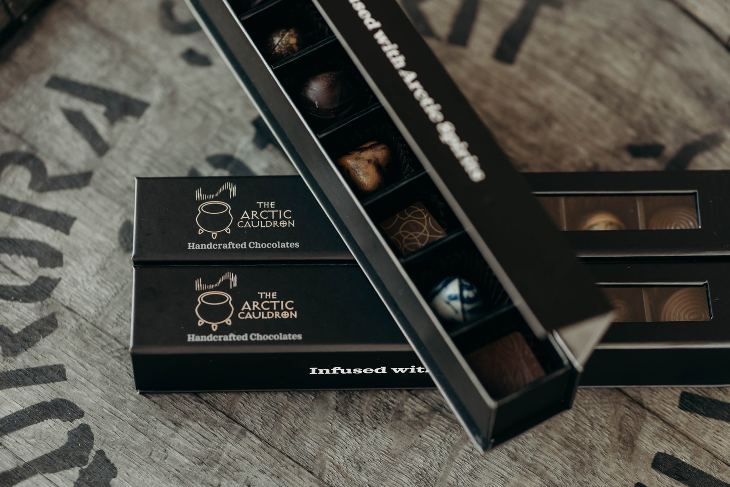 Whisky and gin infused chocolate